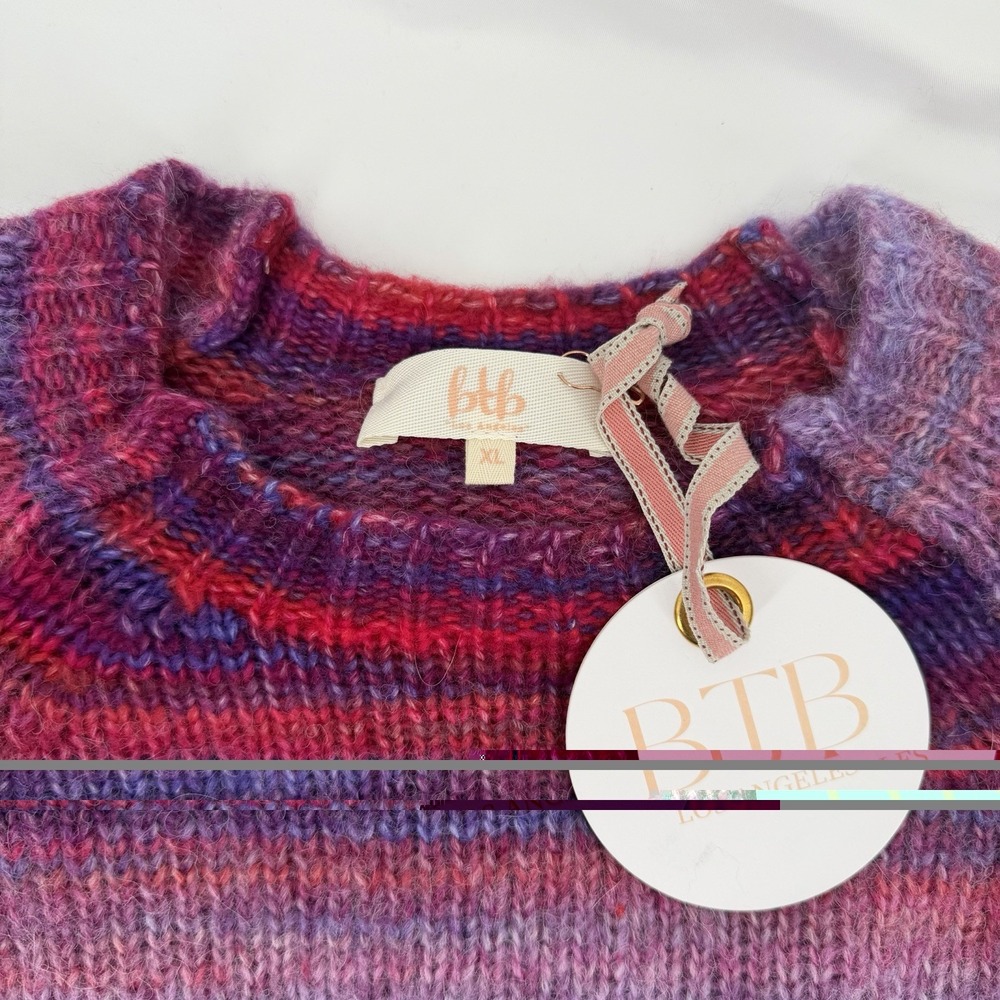 BTB Los Angeles Sz XL Sunrise Crewneck‎ Raglan Sweater Pink Ombré Wool Alpaca - Picture 5 of 10